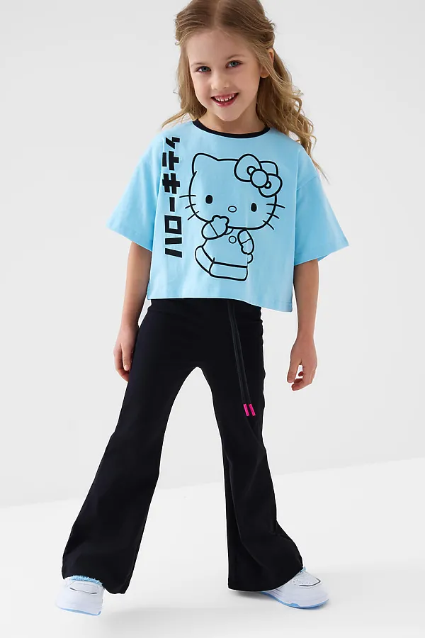 Фуфайка трикотажная для девочек (футболка) PLAYTODAY, голубой - фото 2