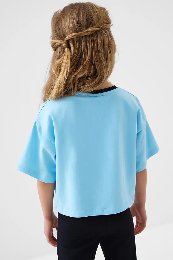 Фуфайка трикотажная для девочек (футболка) PLAYTODAY, голубой - фото 2