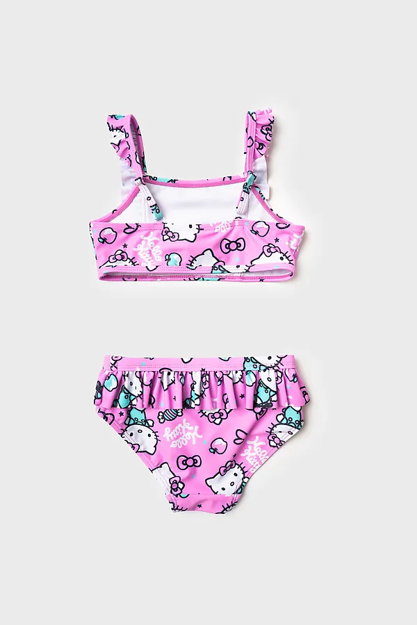 Купальный костюм трикотажный для девочек PLAYTODAY, разноцветный - фото 2