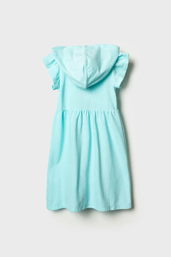 Халат трикотажный для девочек PLAYTODAY, белый,голубой - фото 2