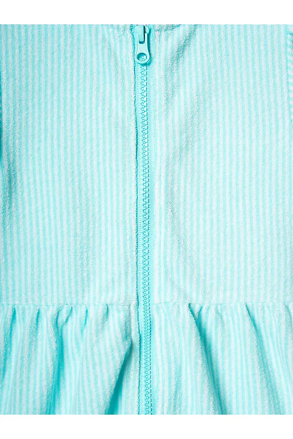 Халат трикотажный для девочек PLAYTODAY, белый,голубой - фото 2