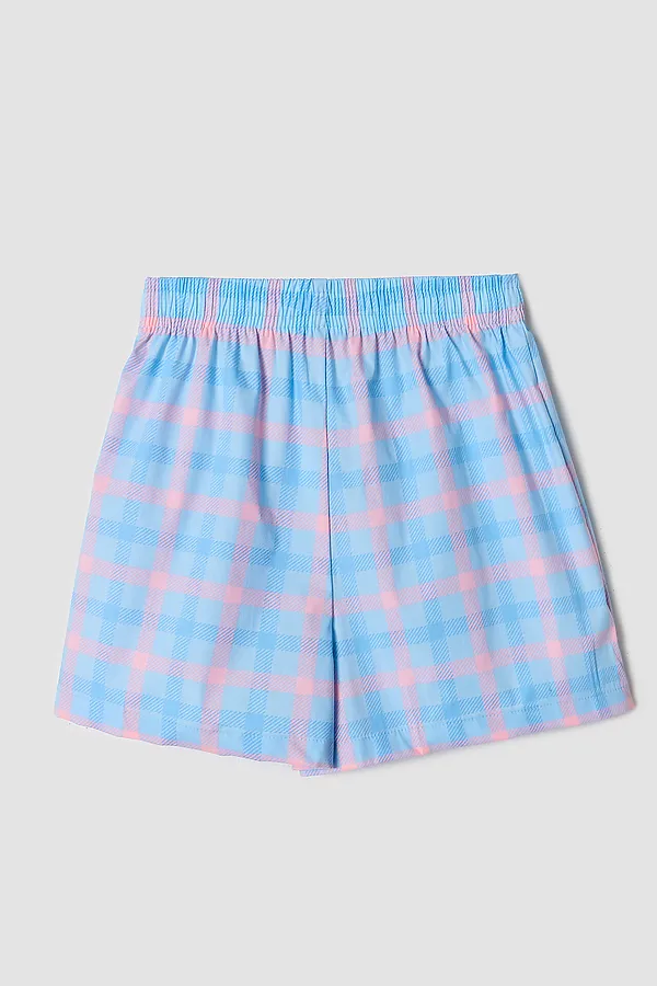 Комплект для девочек (футболка, шорты) MARK FORMELLE, розовый +розово -голубая клетка - фото 2