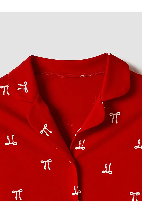 Комплект для девочек (рубашка, брюки) MARK FORMELLE, бантики на красном - фото 2