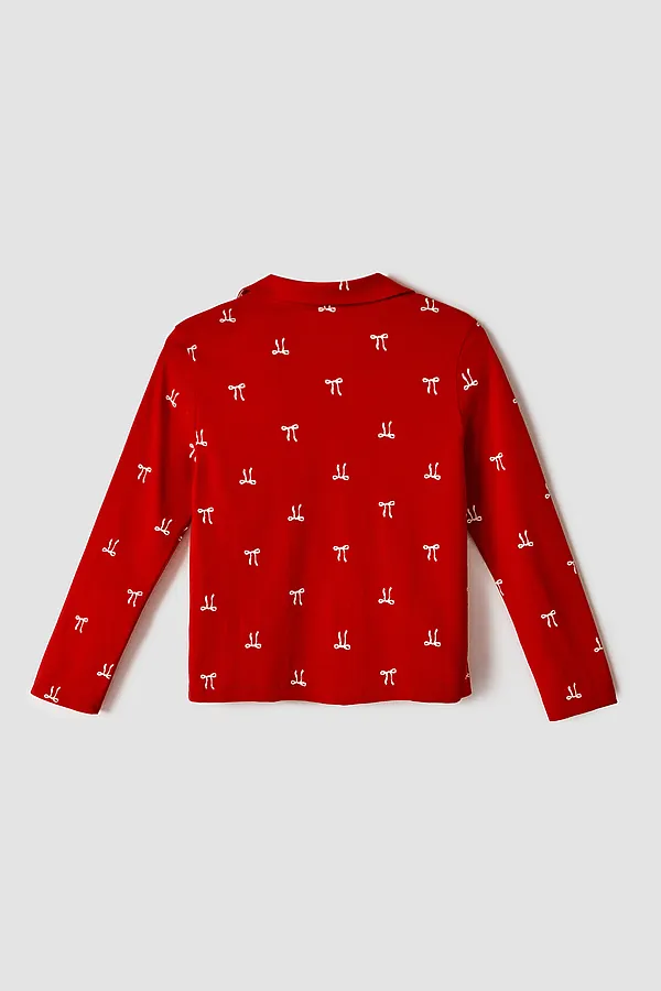 Комплект для девочек (рубашка, брюки) MARK FORMELLE, бантики на красном - фото 2