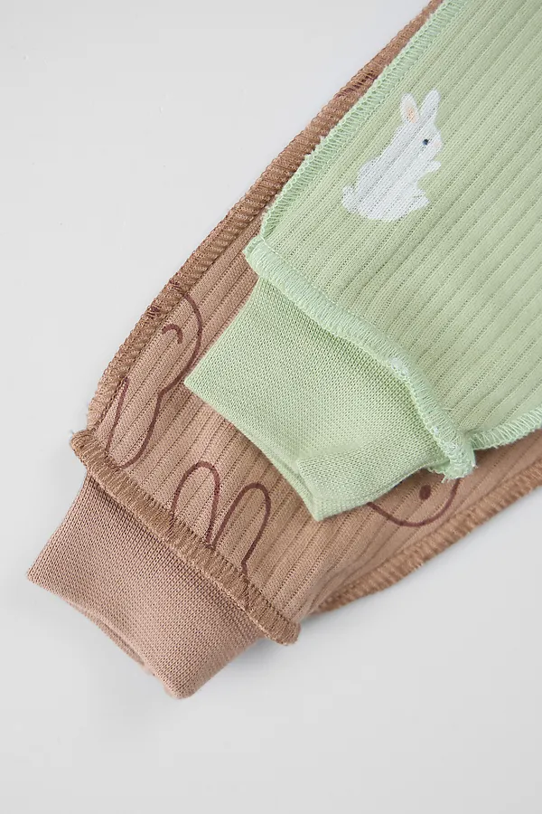 Ползунки детские (2шт.) MARK FORMELLE, зайки на бежевом +зайчата на св.зеленом - фото 2