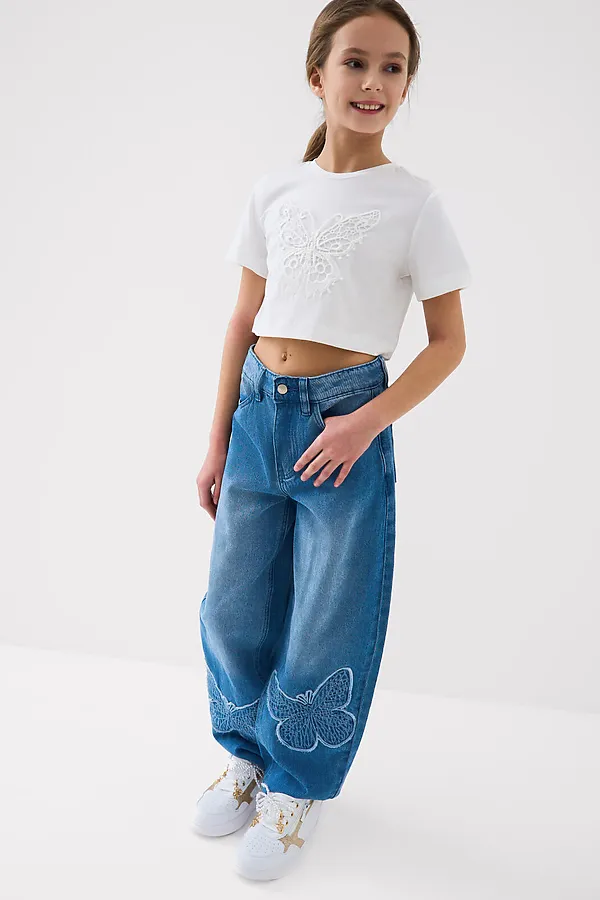 Фуфайка трикотажная для девочек (футболка) PLAYTODAY, белый - фото 2