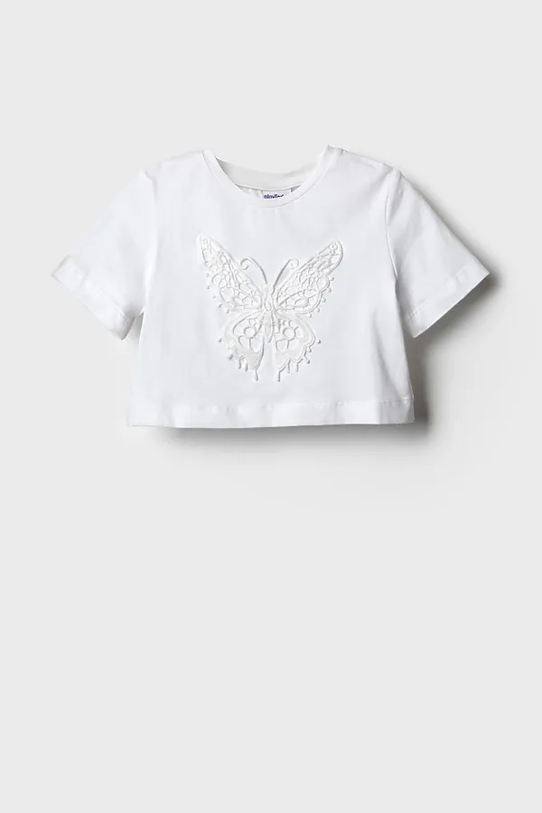 Фуфайка трикотажная для девочек (футболка) PLAYTODAY, белый - фото 2