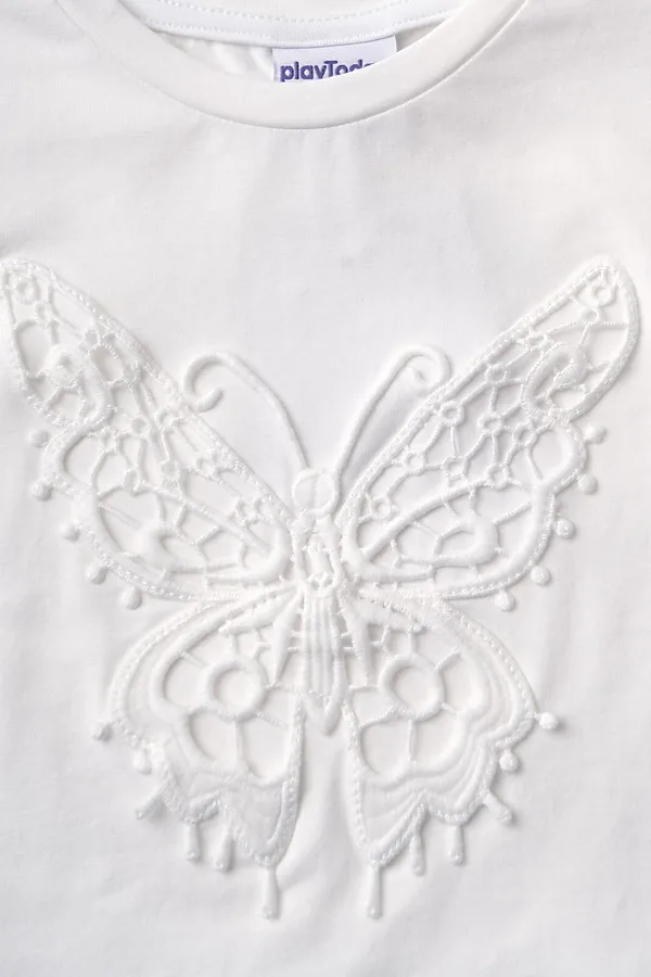 Фуфайка трикотажная для девочек (футболка) PLAYTODAY, белый - фото 2