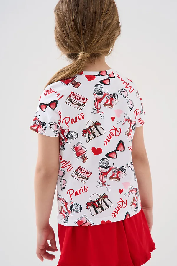 Фуфайка трикотажная для девочек (футболка) PLAYTODAY, разноцветный - фото 2