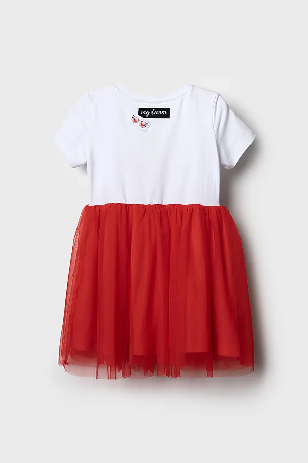 Платье трикотажное для девочек PLAYTODAY, белый,красный - фото 2