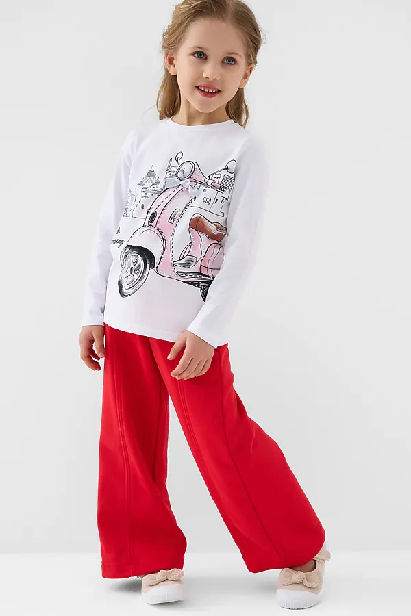 Фуфайка трикотажная для девочек (футболка с длинными рукавами) PLAYTODAY, белый - фото 2