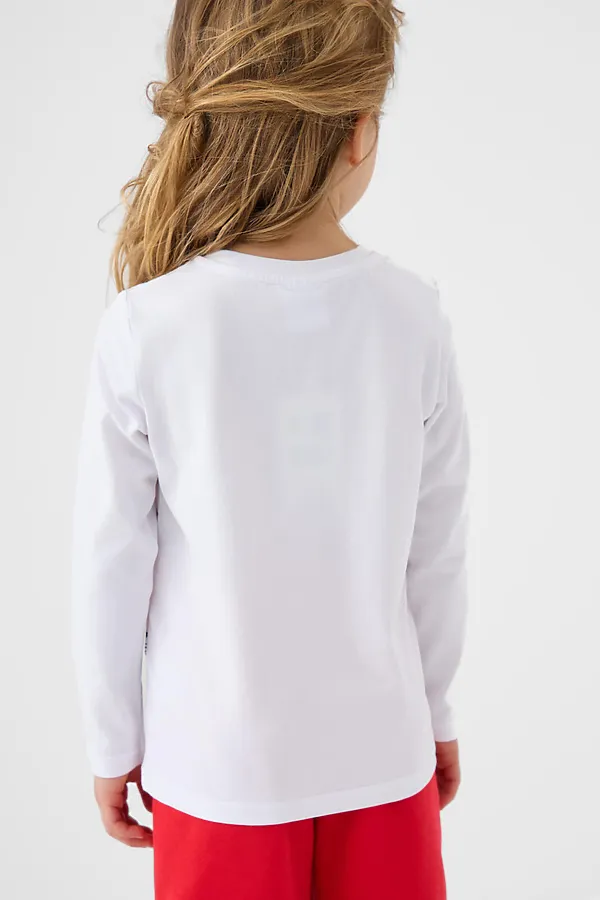 Фуфайка трикотажная для девочек (футболка с длинными рукавами) PLAYTODAY, белый - фото 2