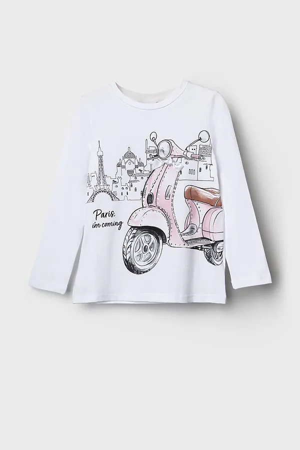 Фуфайка трикотажная для девочек (футболка с длинными рукавами) PLAYTODAY, белый - фото 2