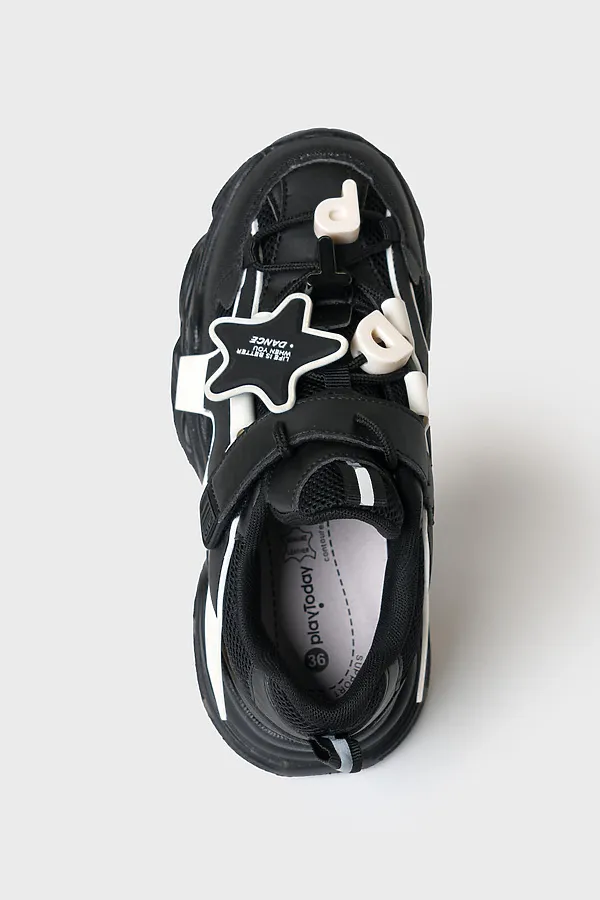 Полуботинки для девочек PLAYTODAY, черный,белый - фото 2