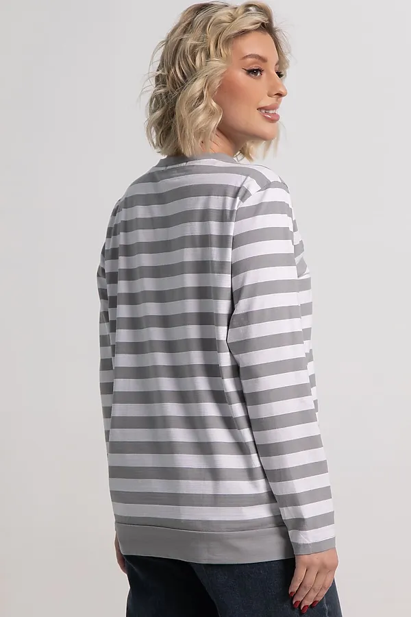 Блуза Журавлиная песня LADY TAIGA, бело-серая - фото 2