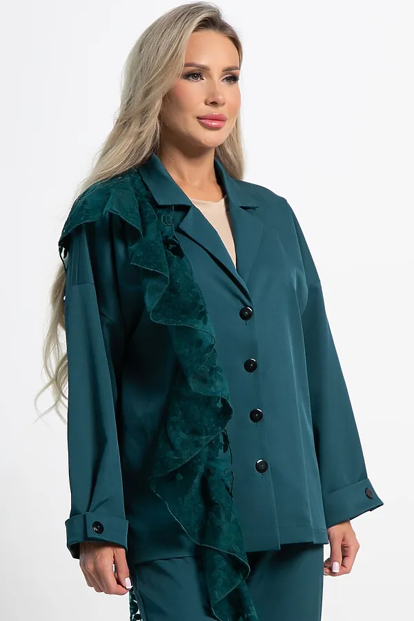 Костюм брючный Стилизация LADY TAIGA, изумруд - фото 2