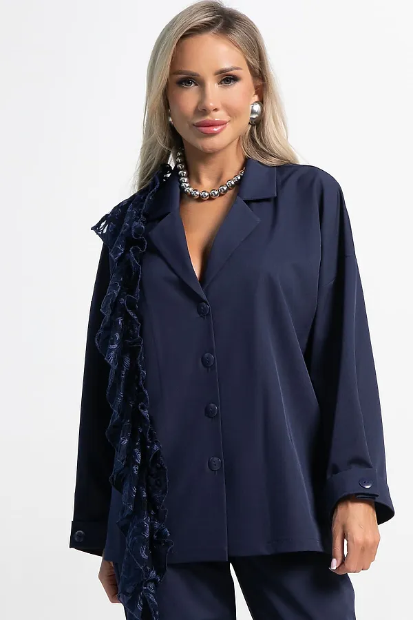 Костюм брючный Стилизация LADY TAIGA, темно-синий - фото 2