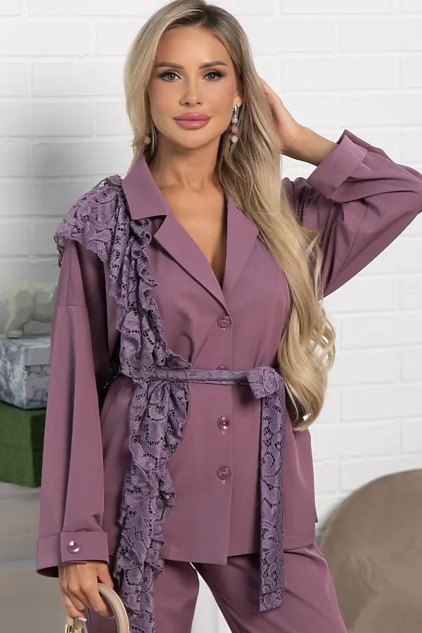 Костюм брючный Стилизация LADY TAIGA, нежно-розовый - фото 2