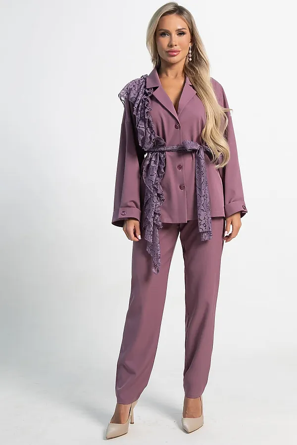 Костюм брючный Стилизация LADY TAIGA, нежно-розовый - фото 2