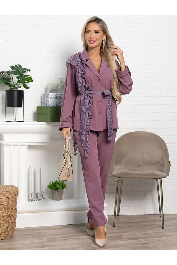 Костюм брючный Стилизация LADY TAIGA, нежно-розовый - фото 2