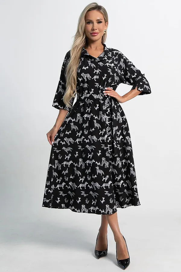 Платье Доминанта LADY TAIGA, черное/собаки - фото 2