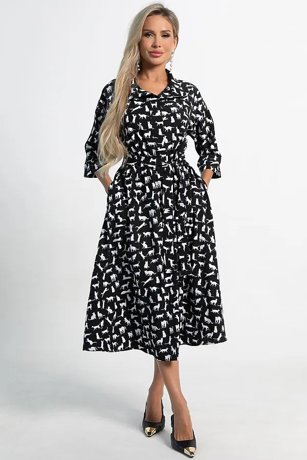 Платье Доминанта LADY TAIGA, черное/кошки - фото 2