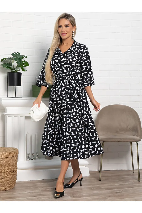 Платье Доминанта LADY TAIGA, черное/кошки - фото 2
