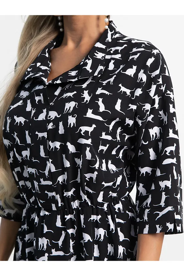 Платье Доминанта LADY TAIGA, черное/кошки - фото 2