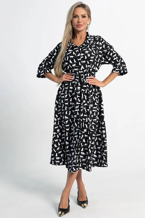 Платье Доминанта LADY TAIGA, черное/кошки - фото 2
