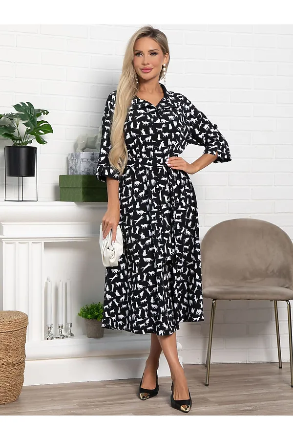 Платье Доминанта LADY TAIGA, черное/кошки - фото 2