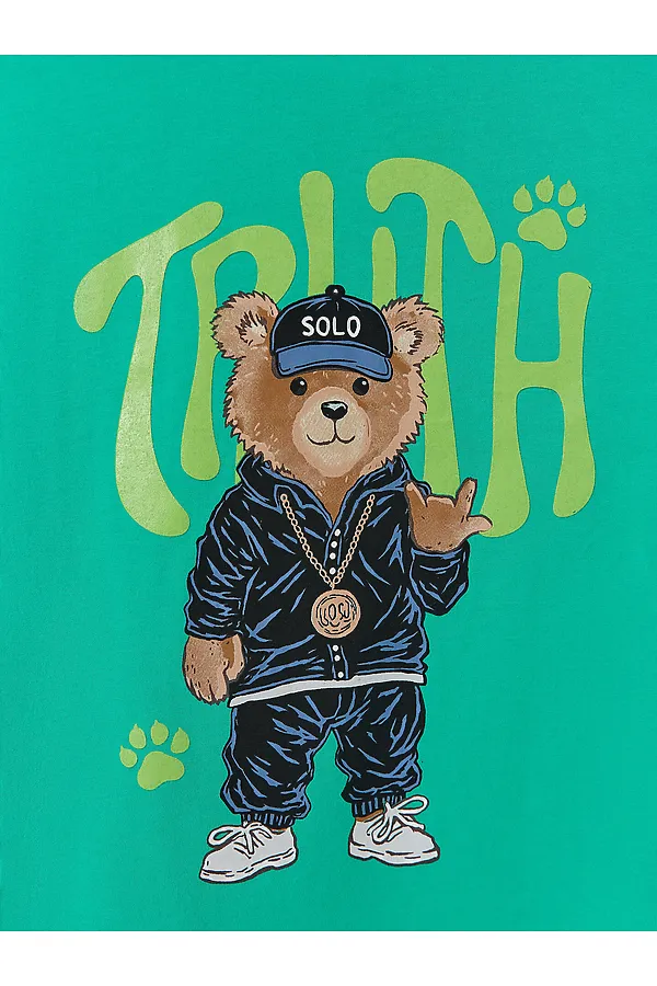 Футболка для мальчиков MARK FORMELLE, зеленый топаз +печать - фото 2