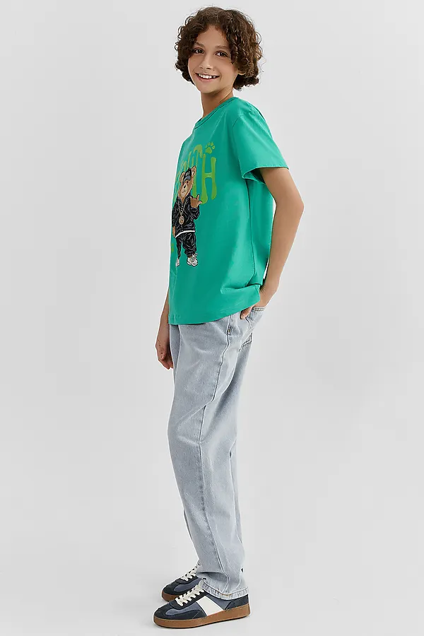 Футболка для мальчиков MARK FORMELLE, зеленый топаз +печать - фото 2