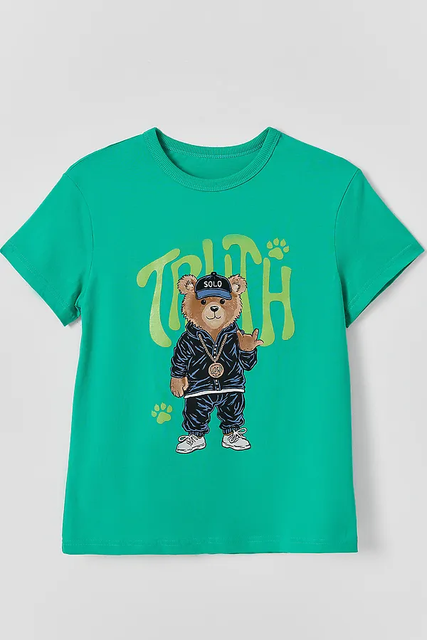 Футболка для мальчиков MARK FORMELLE, зеленый топаз +печать - фото 2