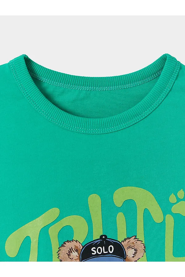 Футболка для мальчиков MARK FORMELLE, зеленый топаз +печать - фото 2