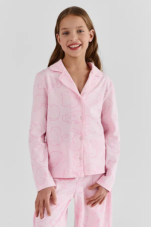 Комплект для девочек (рубашка, брюки) MARK FORMELLE, котики на розовом - фото 2