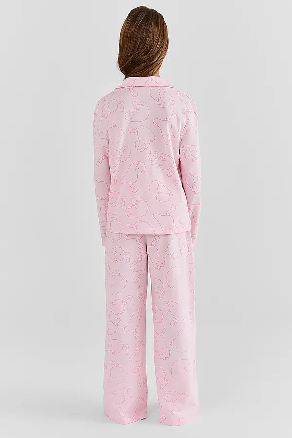 Комплект для девочек (рубашка, брюки) MARK FORMELLE, котики на розовом - фото 2