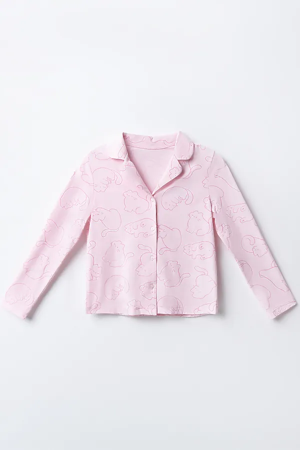 Комплект для девочек (рубашка, брюки) MARK FORMELLE, котики на розовом - фото 2