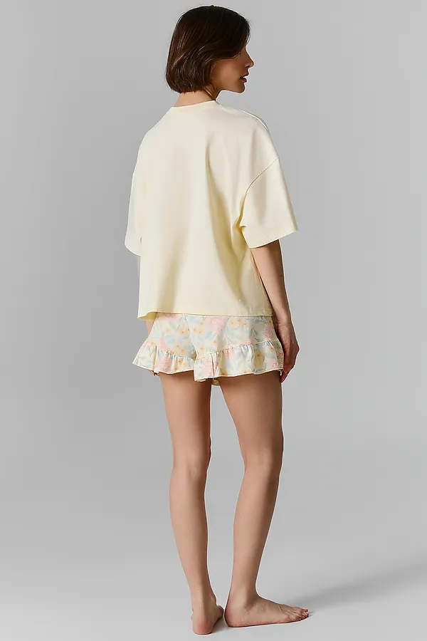 Комплект женский (джемпер, шорты) MARK FORMELLE, разбеленный желтый +цветы на желтом - фото 2