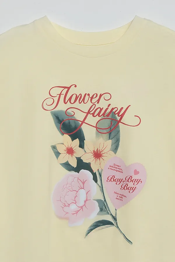 Комплект женский (джемпер, шорты) MARK FORMELLE, разбеленный желтый +цветы на желтом - фото 2