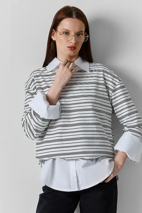 Джемпер женский MARK FORMELLE, полоска на св.молочном - фото 2