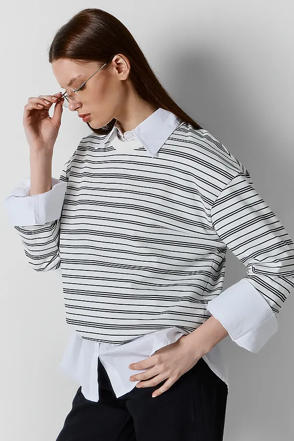 Джемпер женский MARK FORMELLE, полоска на св.молочном - фото 2