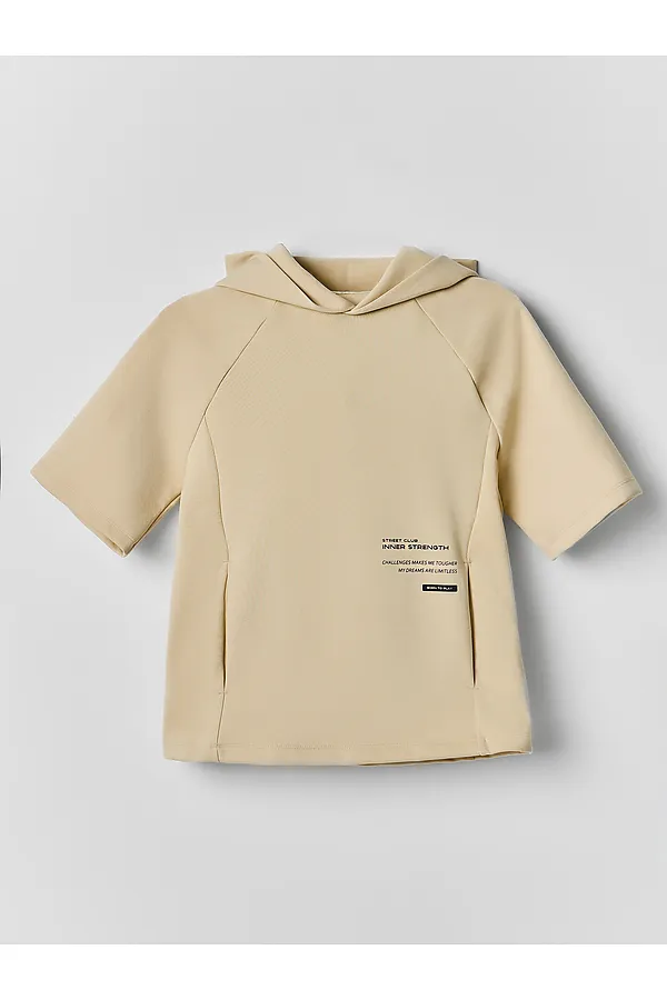 Комплект для мальчиков (худи, шорты) MARK FORMELLE, бежевый кварц +печать - фото 2