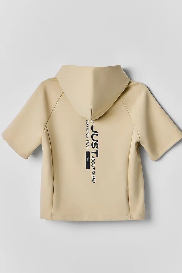 Комплект для мальчиков (худи, шорты) MARK FORMELLE, бежевый кварц +печать - фото 2