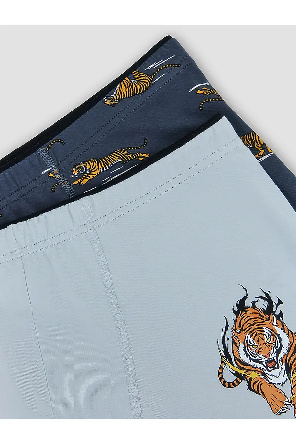 Трусы мужские (2шт) MARK FORMELLE, лунный луч +тигры на графите - фото 2
