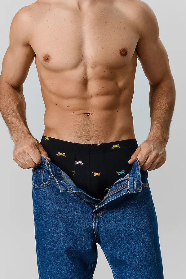 Трусы мужские MARK FORMELLE, таксы на черном - фото 2