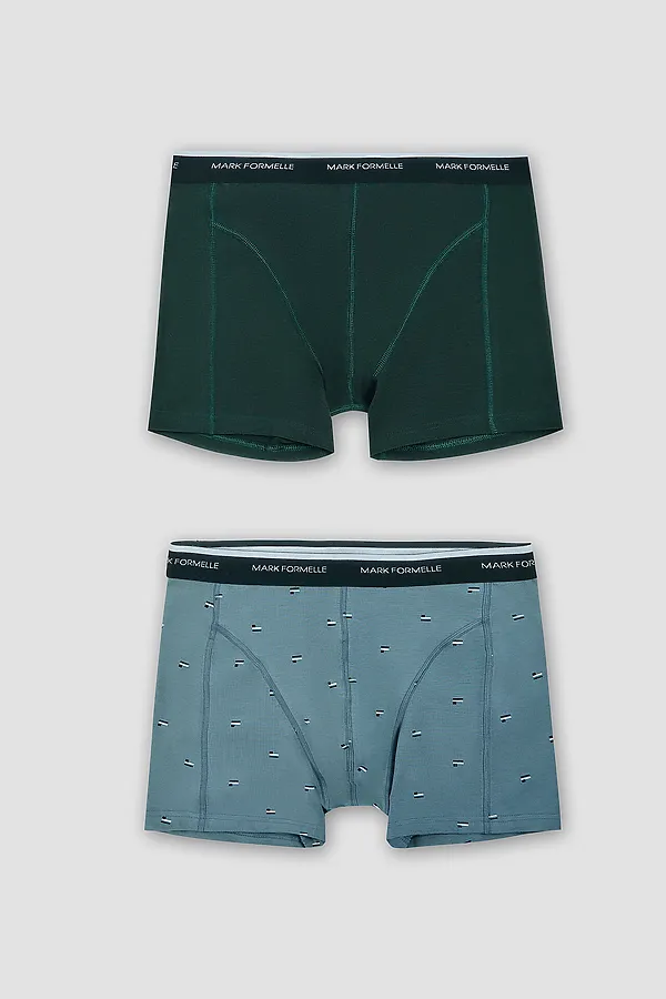 Трусы мужские (2шт) MARK FORMELLE, узор на бризе +зеленый бархат - фото 2