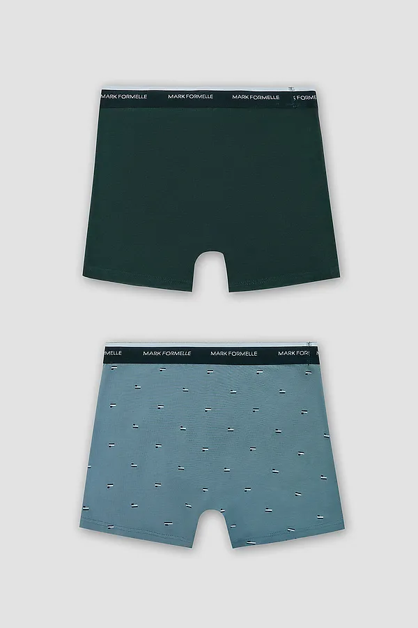 Трусы мужские (2шт) MARK FORMELLE, узор на бризе +зеленый бархат - фото 2