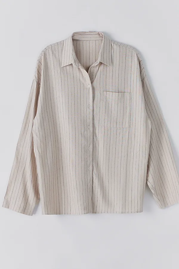 Рубашка женская MARK FORMELLE, полоска на бежевом - фото 2