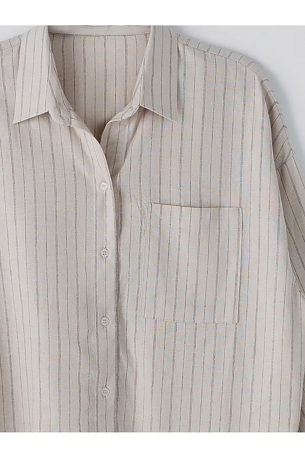 Рубашка женская MARK FORMELLE, полоска на бежевом - фото 2