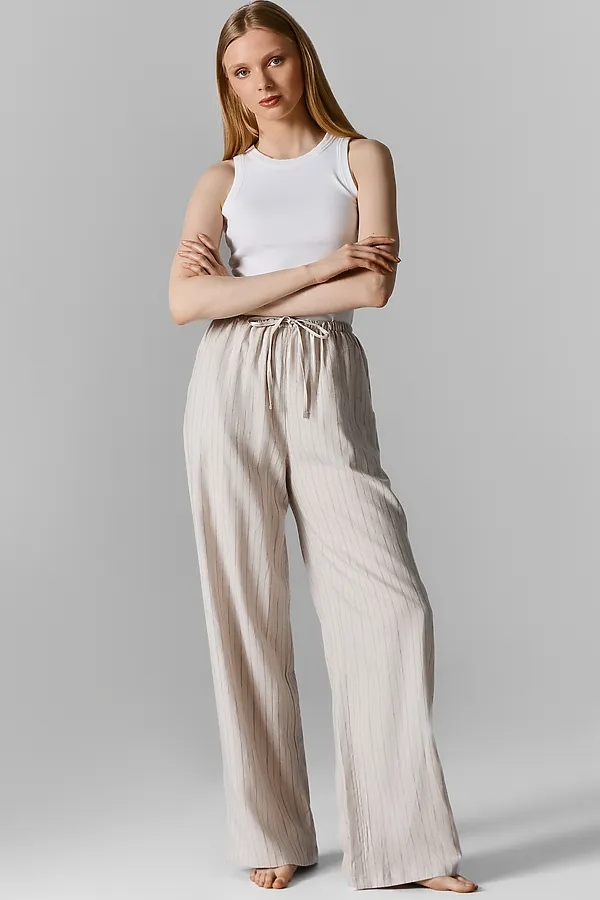 Брюки MARK FORMELLE, полоска на бежевом - фото 2